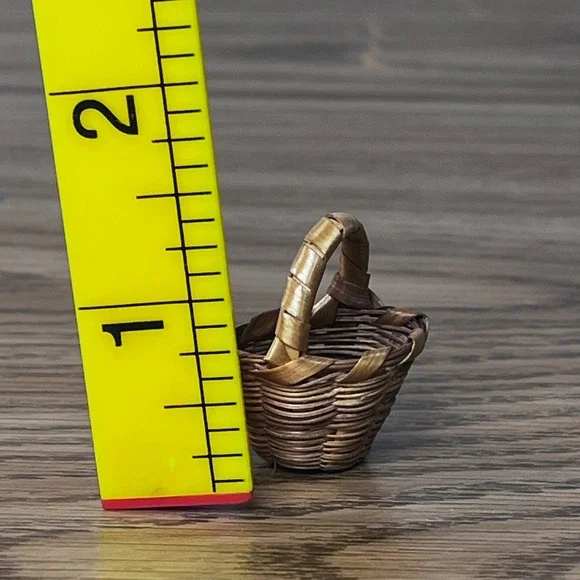 Mini Woven Basket Rustic Farmhouse Dollhouse Decor Primitive Wicker 2in - Picture 5 of 5